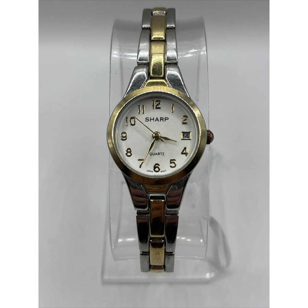 Sharp‎ Women's Quartz Watch Two Tone Band Date Indicator- New Battery